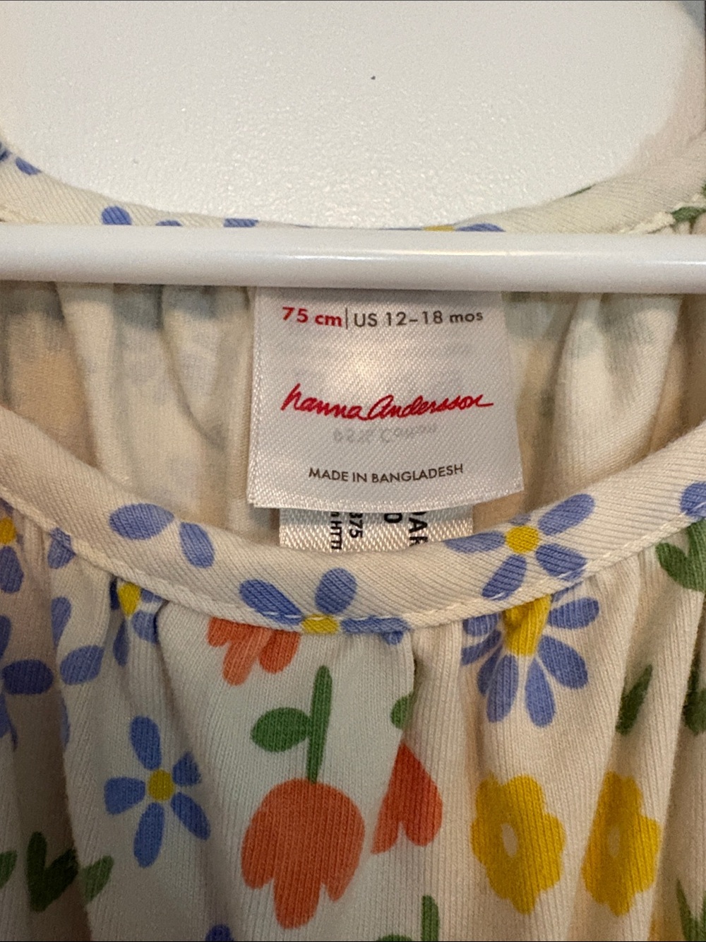 Hanna Andersson Cream Dress with Orange, Yellow, Blue & Green Floral Print - Picture 2 of 3